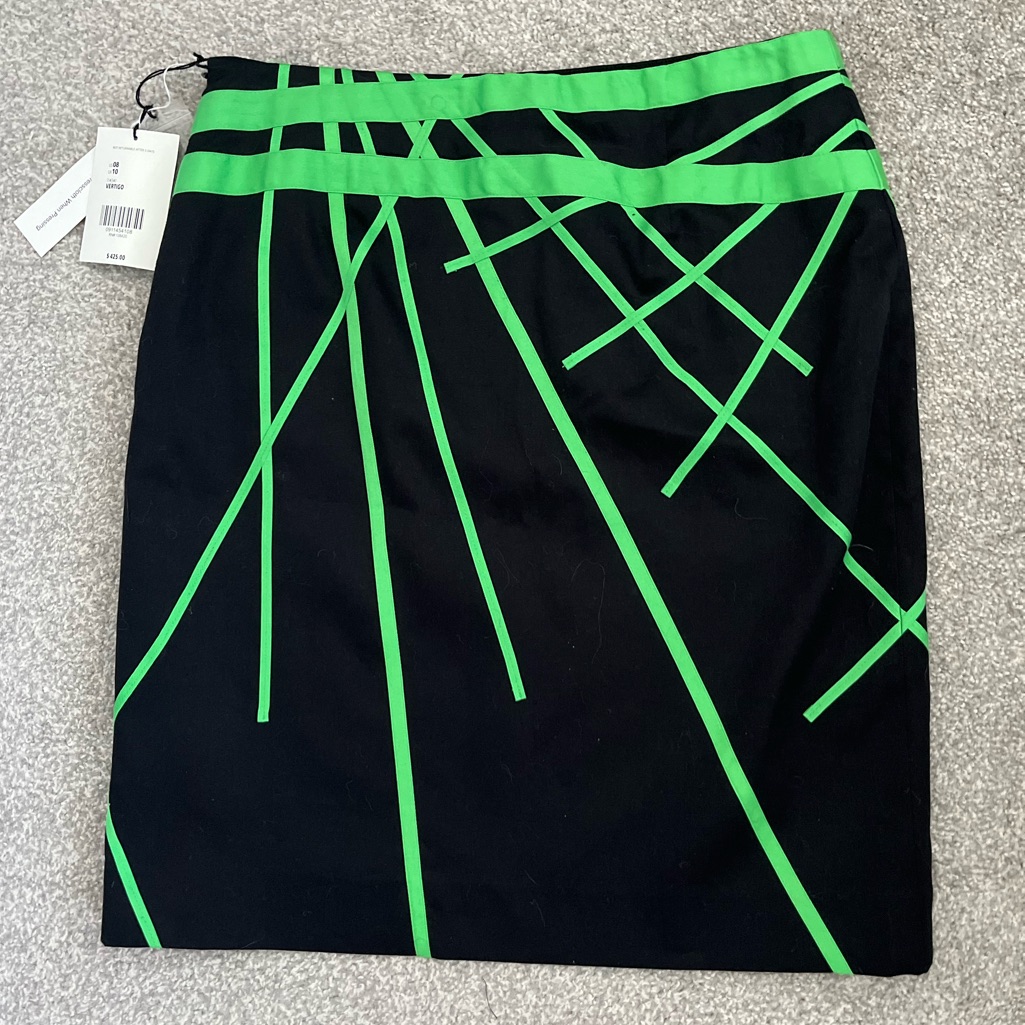 Nwt Carlisle Black Skirt With Green Ribbon Size 8